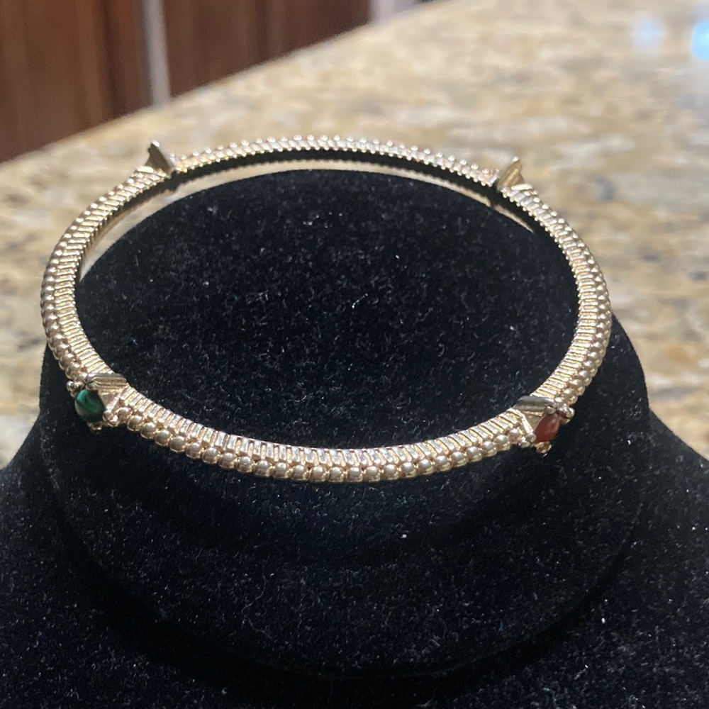 R.J. Graziano Gold Bracelet with Green and Red Gem Accents